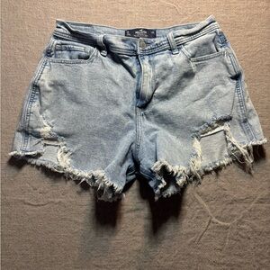 Hollister Women's Light Blue Distressed Jean Shorts Sz 13